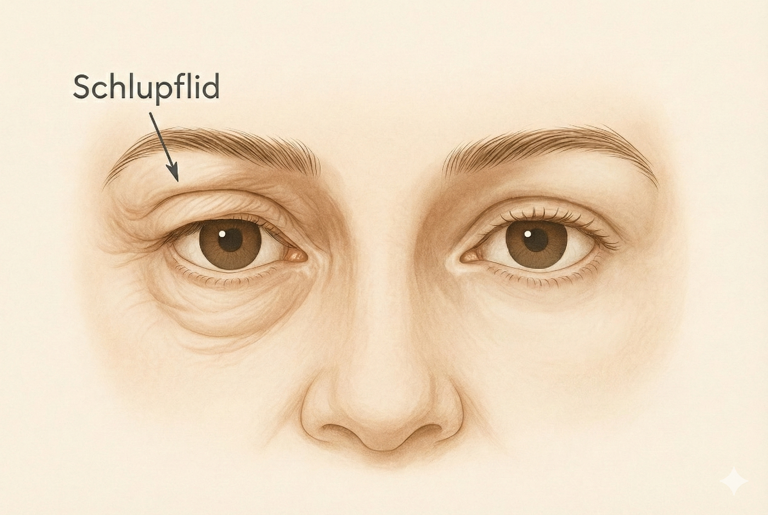 Grafische Darstellung der Augenlid-Anatomie bei einer Blepharoplastik